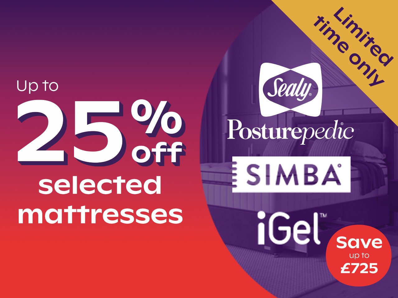 25% off Sealy, iGel and Simba