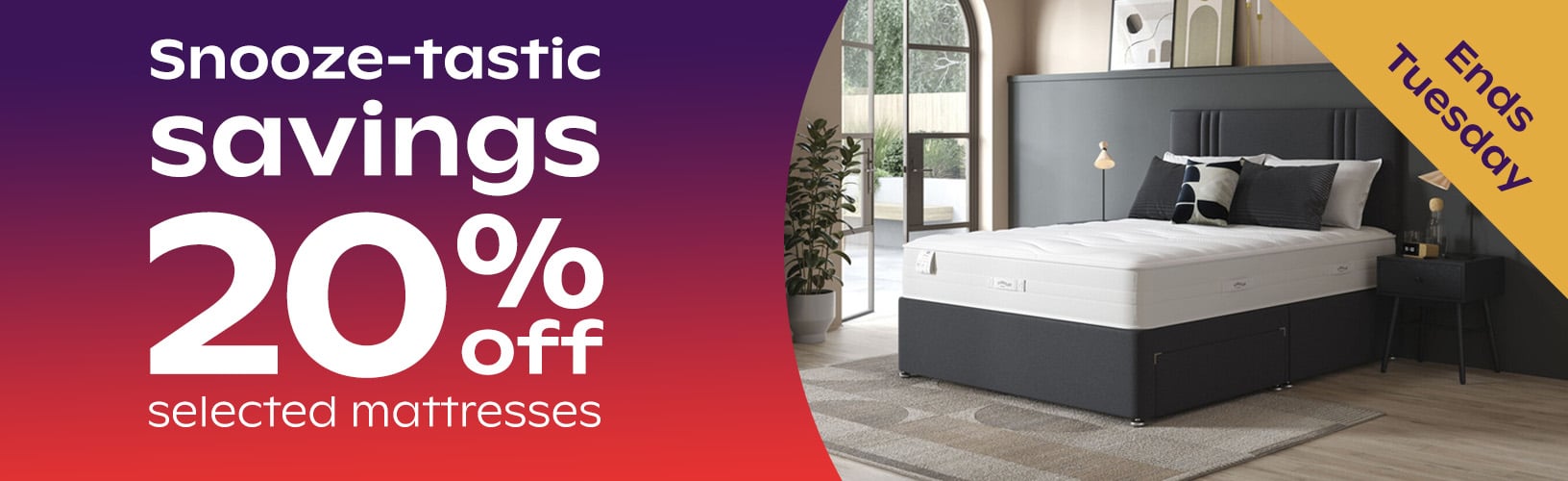 snooze tastic 20% off selected mattresses