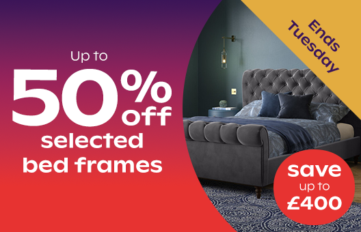 up 50% off selected bed frames