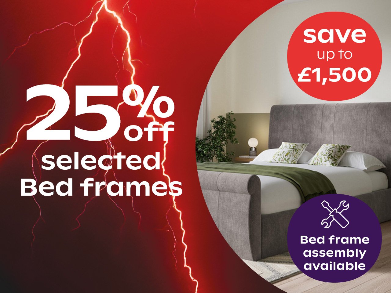 up to 25% off selected bed frames