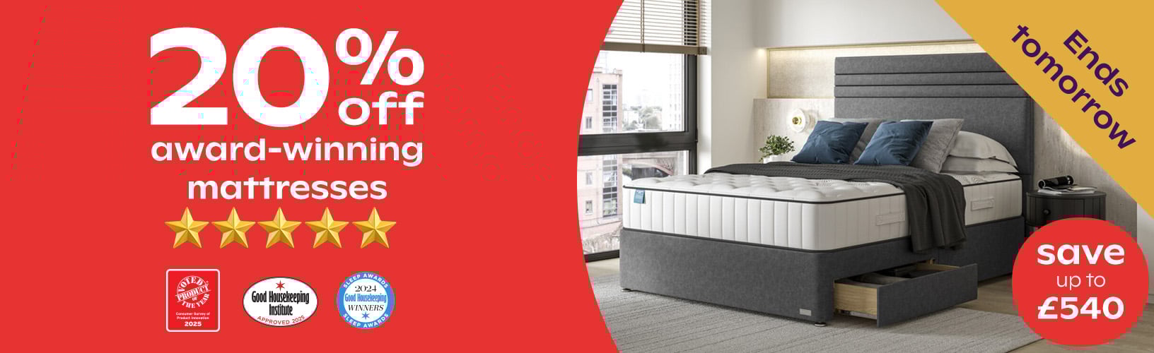 20% Off award-winning Mattresses