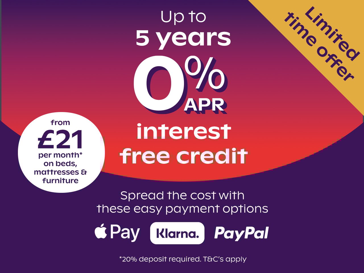 5 Years 0% Interest Free Credit 