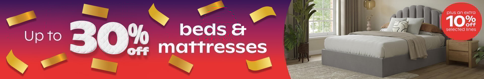 Up To 30% Off Bed Frames & Mattresses