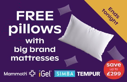 FREE Pillows with Big Brand Mattresses - Save Up To £299