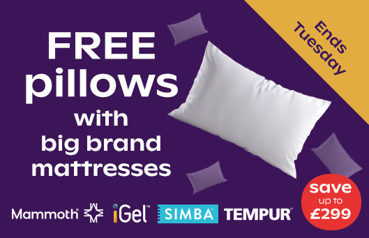 FREE Pillows with Big Brand Mattresses - Save Up To £299