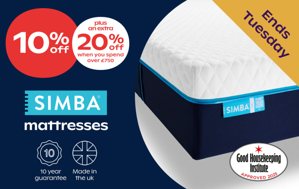 10% Off Simba mattresses - Extra 20% Off When You Spend Over £750