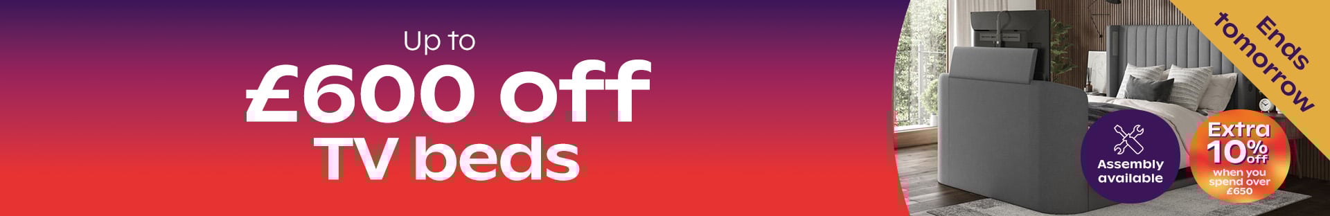 Up To £600 Off TV Beds