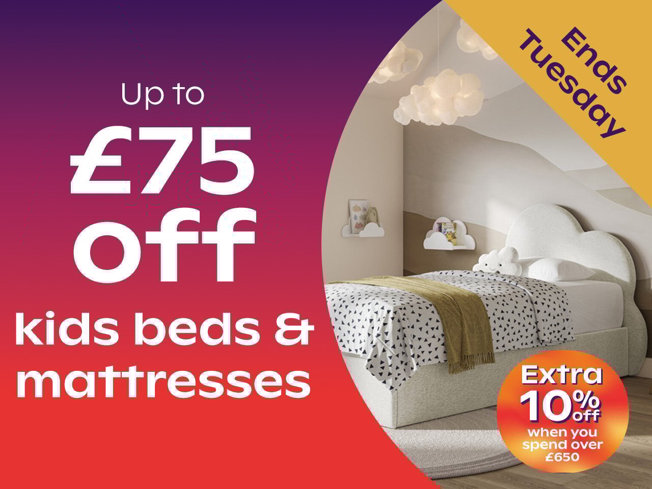 Up To £75 Off Kids Beds & Mattresses