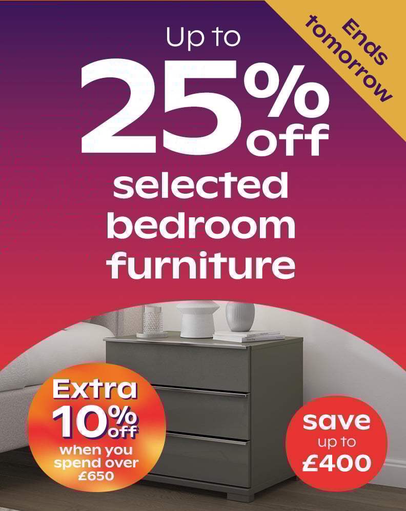 Up To 25% Off Bedroom Furniture - Save Up To £400