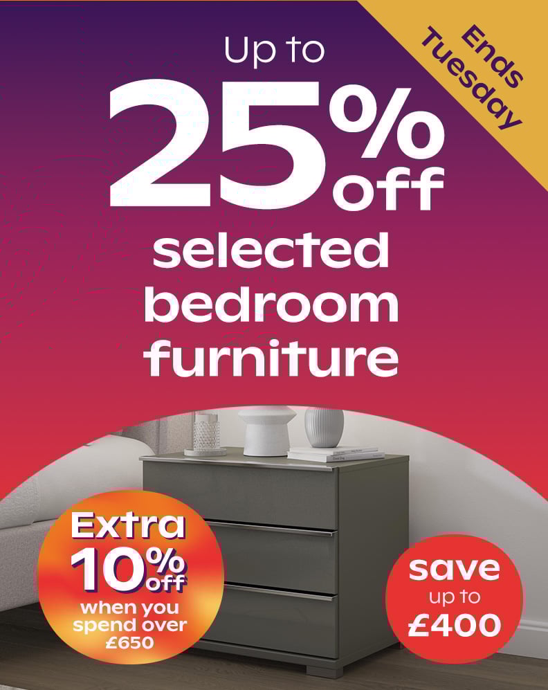 Up To 25% Off Bedroom Furniture - Save Up To £400