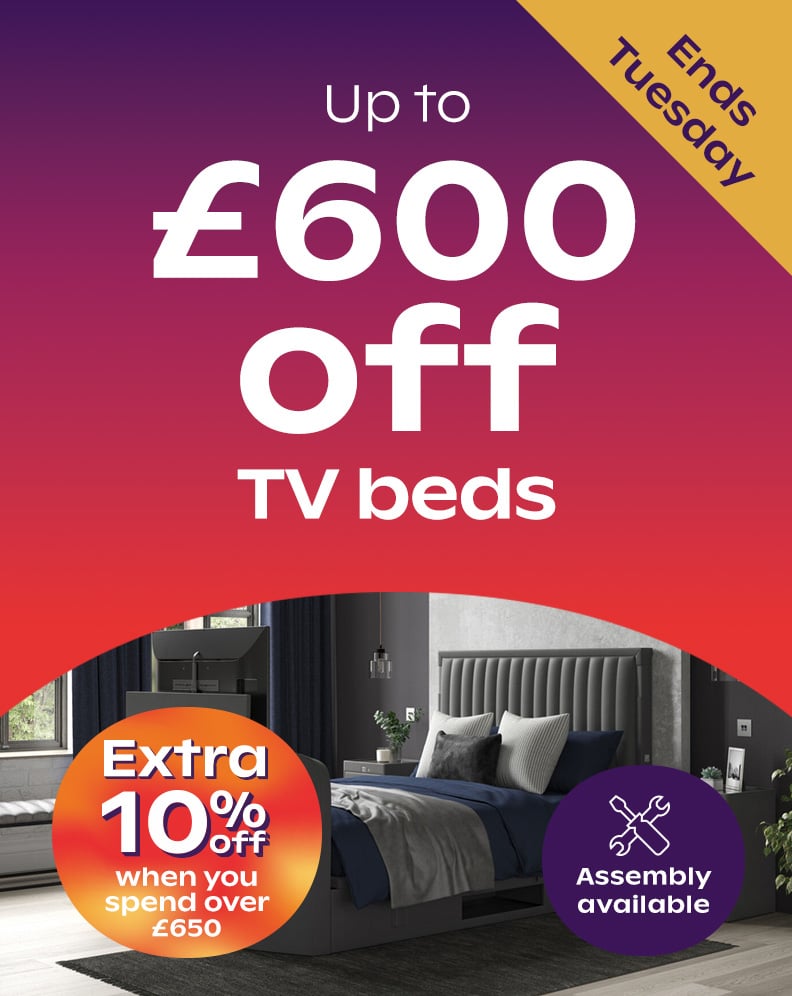 Up To £600 Off TV Beds - Extra 10% Off Everything When You Spend Over £650