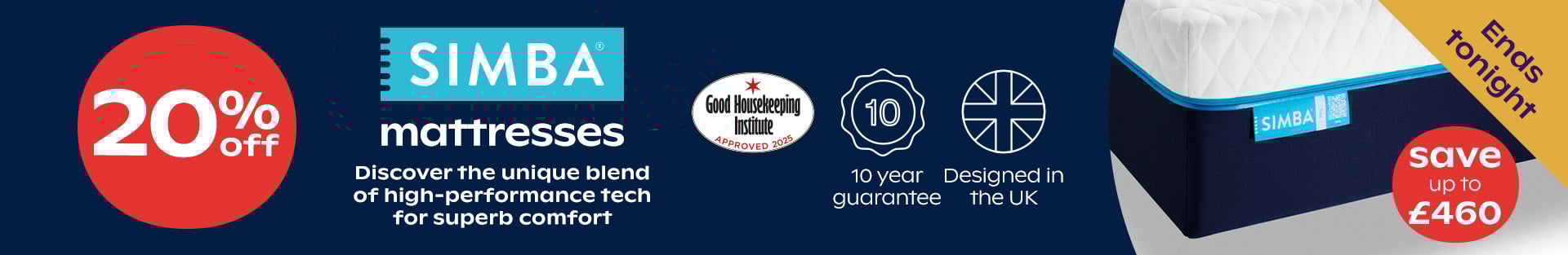 Up To 20% Off Simba Mattresses - Save Up To £460