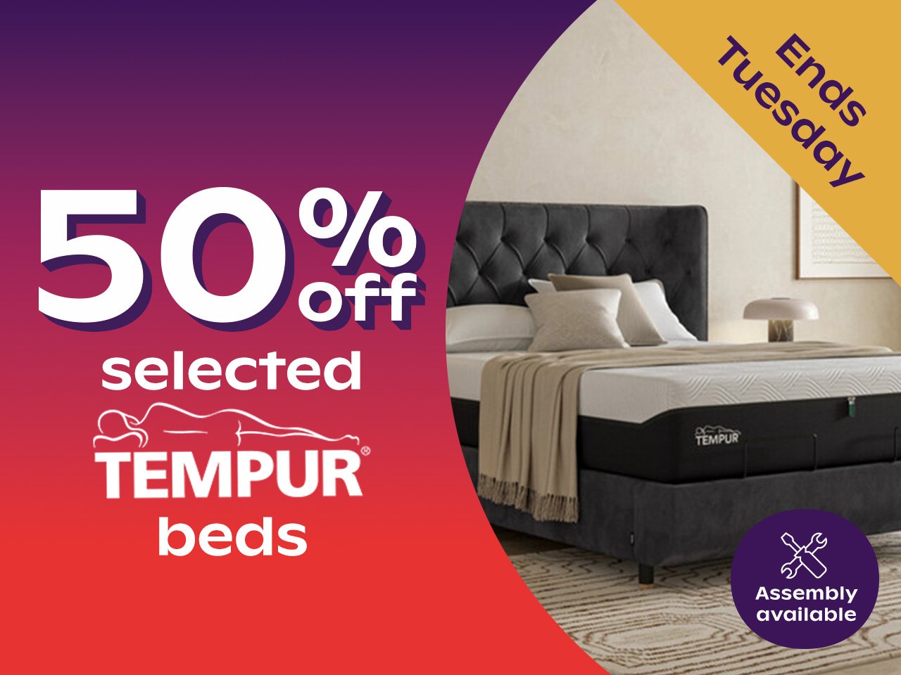 50% Off Selected Tempur Beds