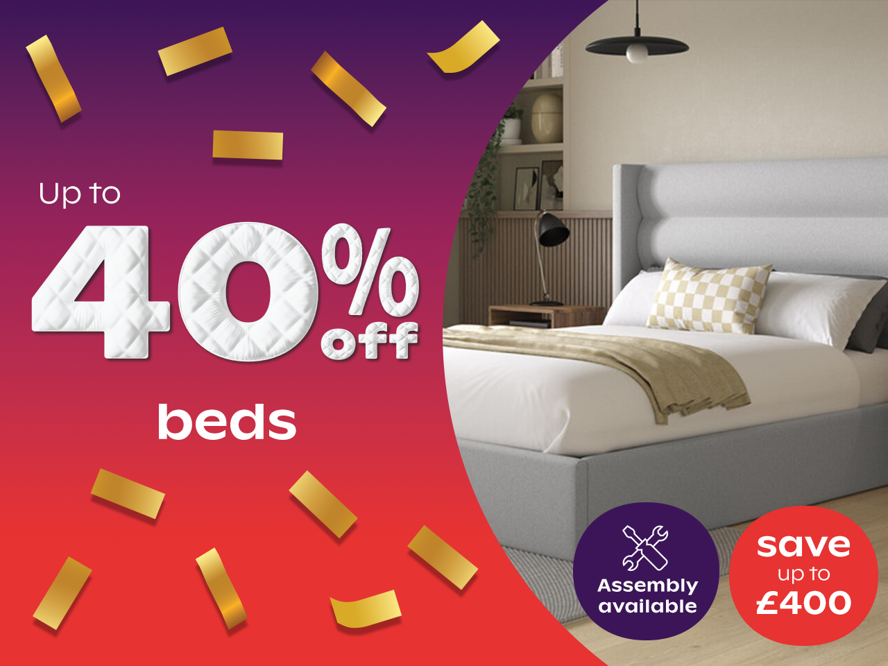 Up to 40% off beds