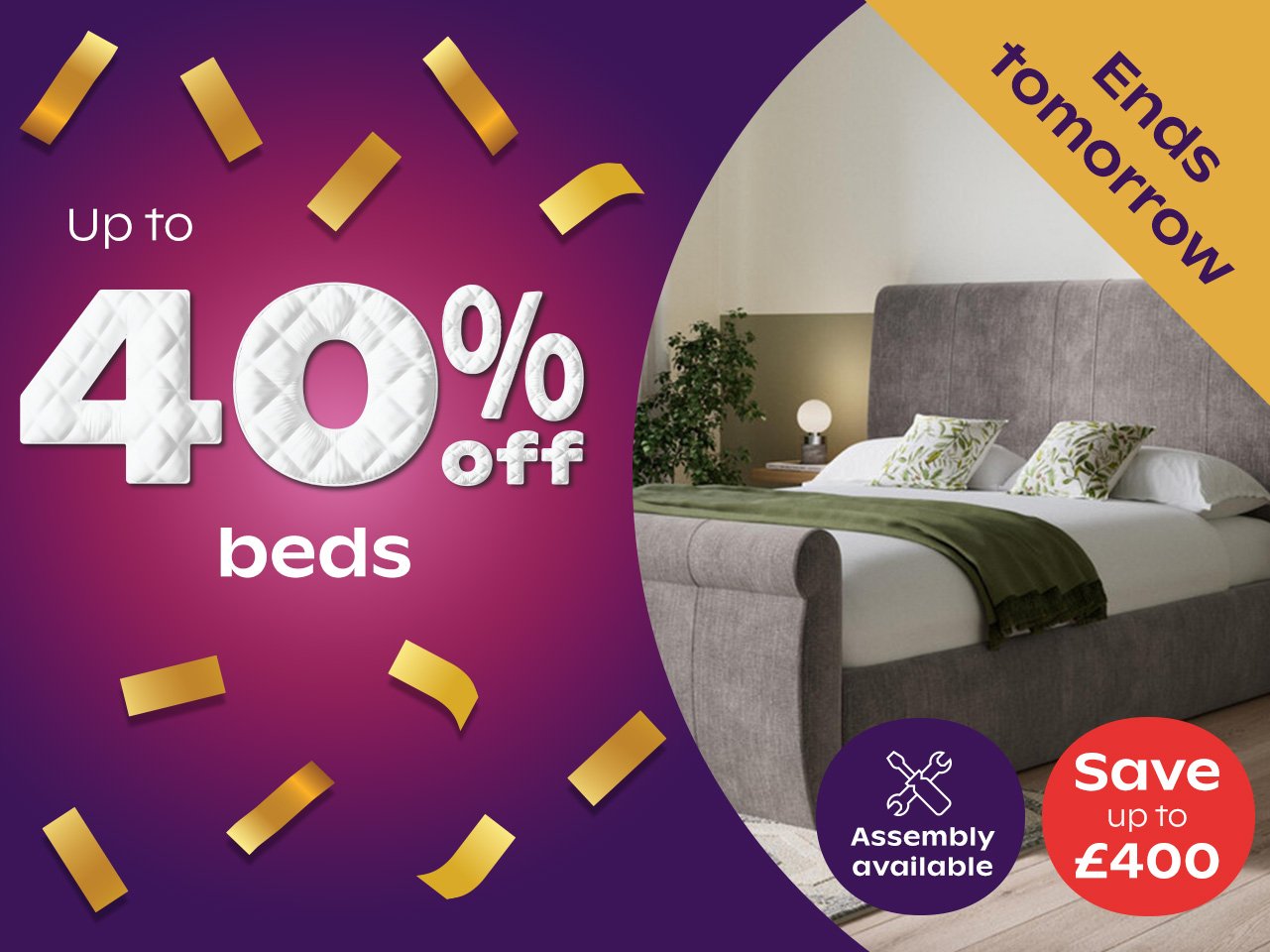 Up to 40% off beds