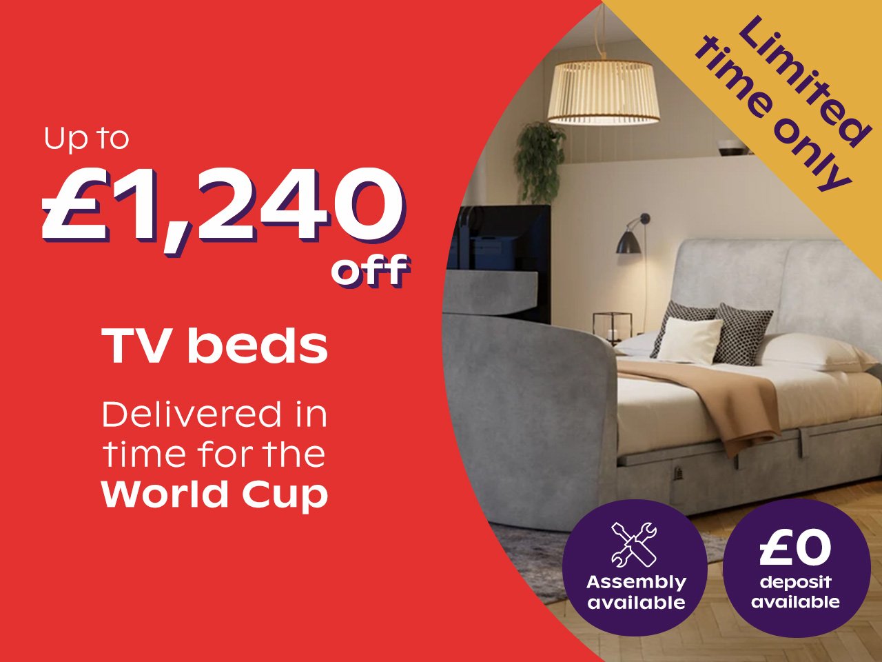 Save up to £1,240 on tv beds