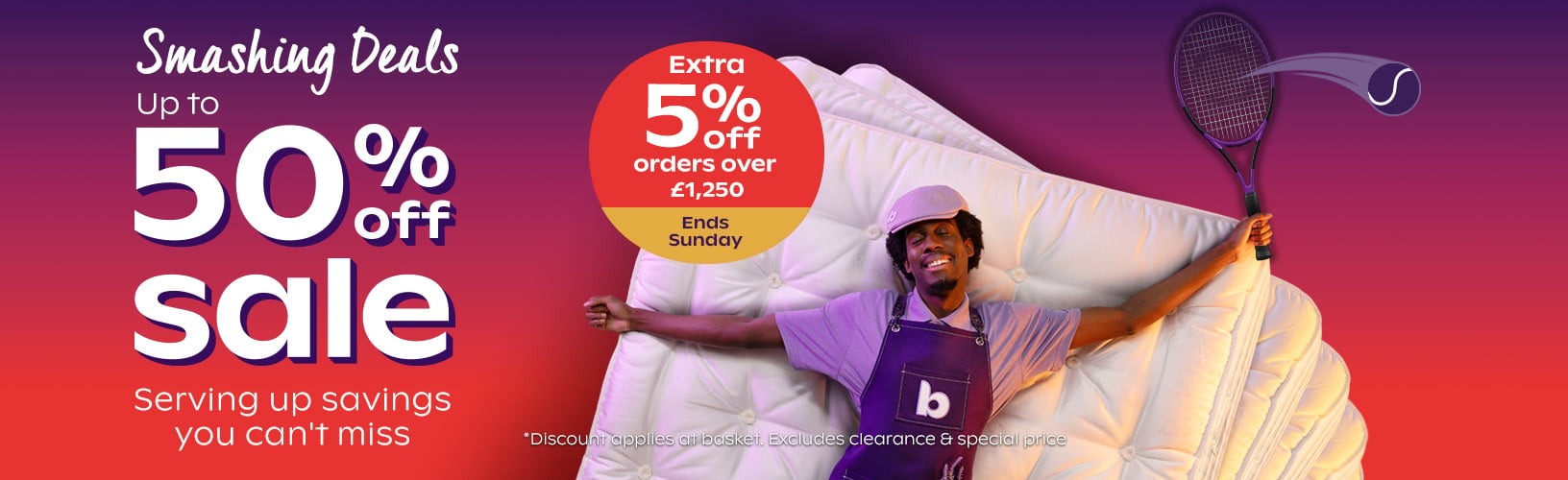 Up to 50% off sale + 5% off over £1250