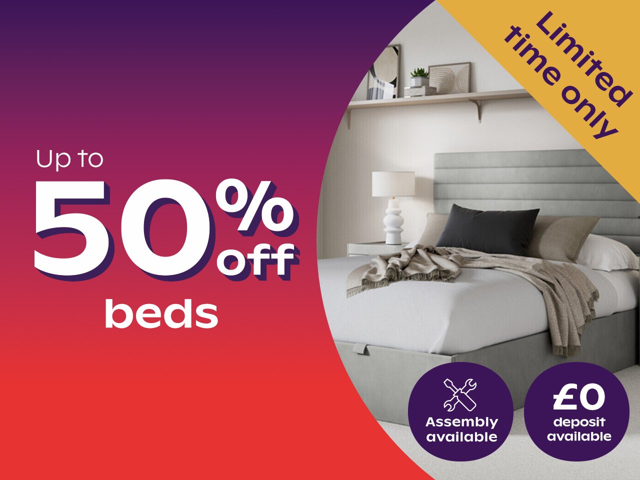 Up to 50% off Beds
