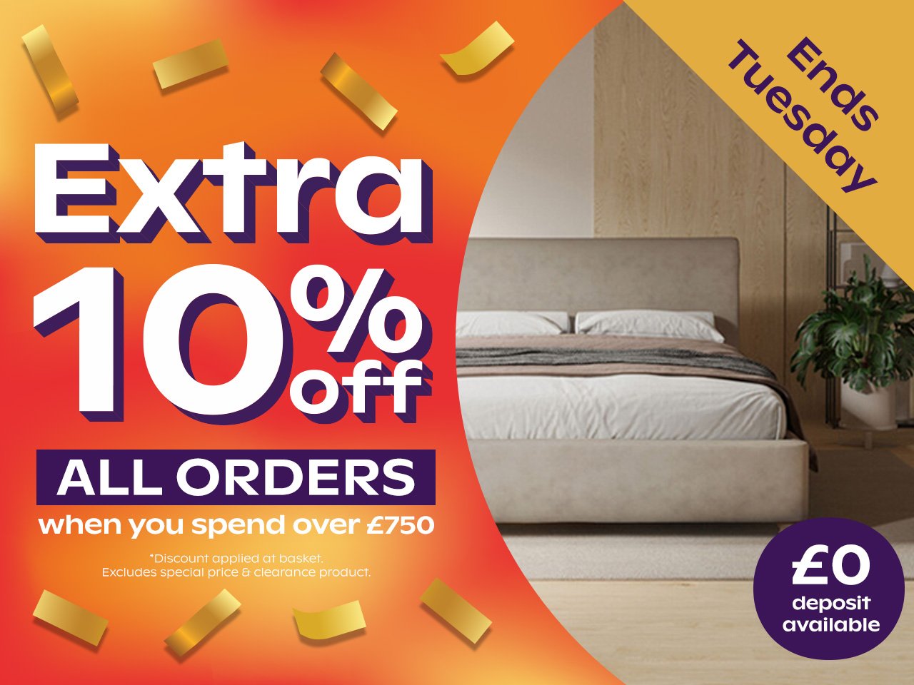 Extra 10% off orders over £750