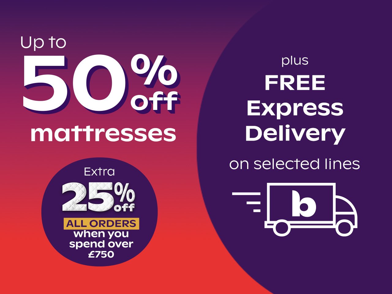 Up to 50% off mattresses