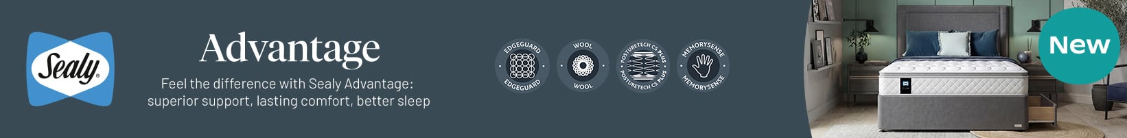 NEW Sealy Advantage - Feel the difference with Sealy Advantage: superior support, lasting comfort, better sleep