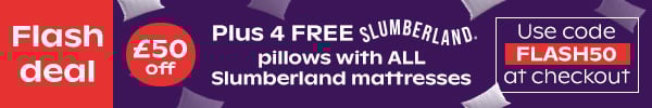 Flash Sale - Extra £50 Off Slumberland + 4 Free Slumberland Pillows - Ends Monday 9am