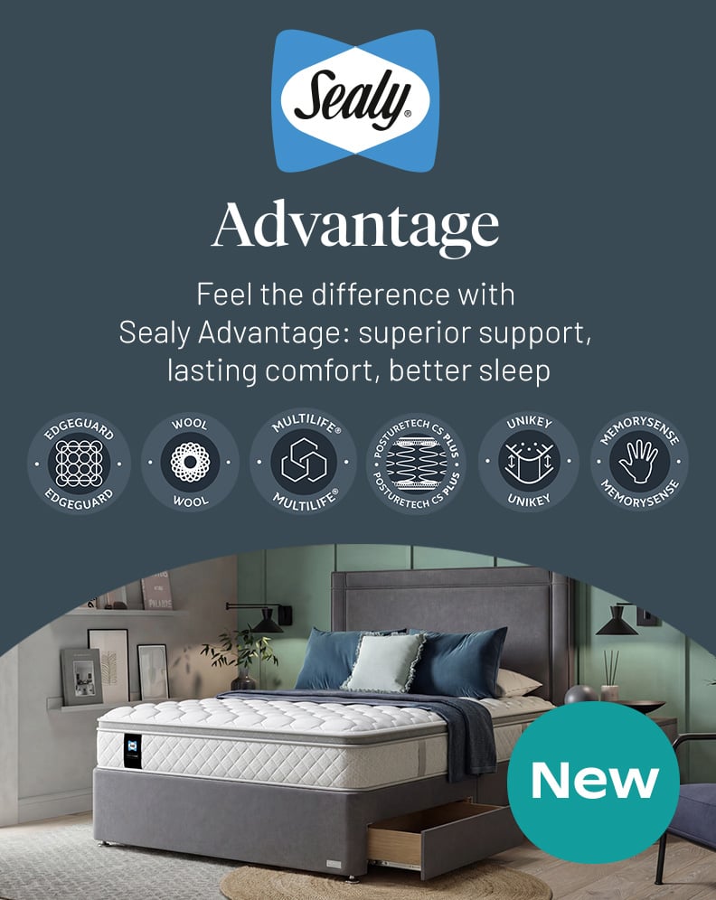 NEW Sealy Advantage - Feel the difference with Sealy Advantage: superior support, lasting comfort, better sleep
