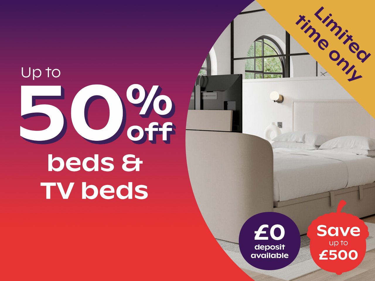 Up To 50% Off Beds & TV Beds