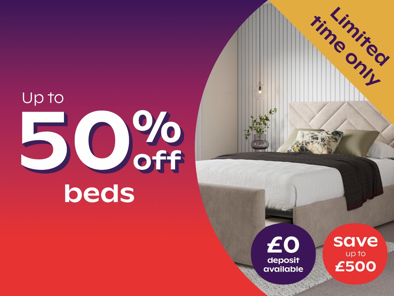 Up to 50% off beds sale