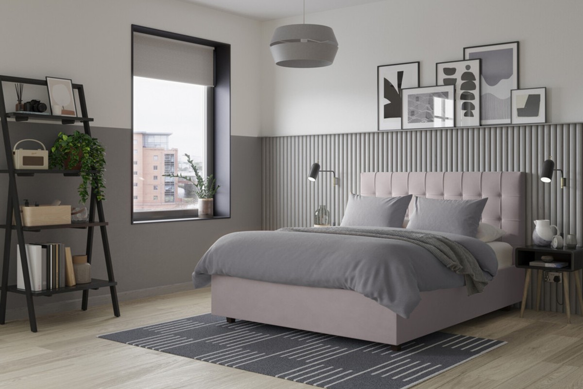 Alexis Upholstered Pink Ottoman Bed Frame