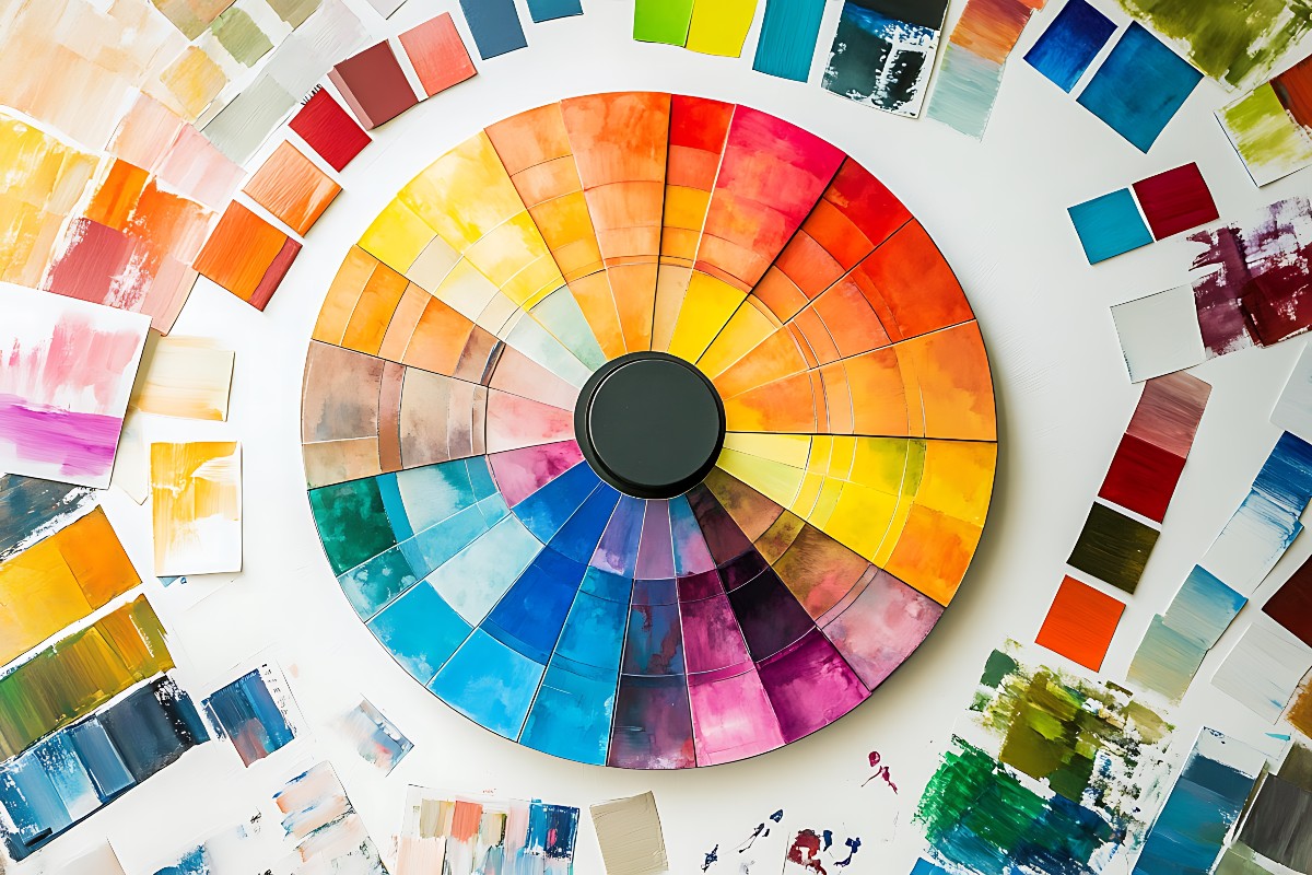 A vibrant colour wheel demonstrating all the potential colours you could consider when redecorating your bedroom.