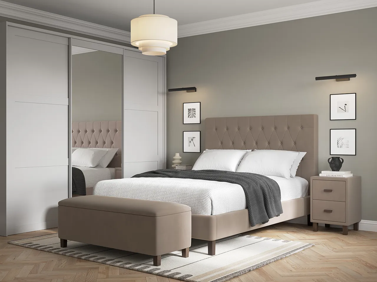 snooze bedroom including mattress bed and furniture