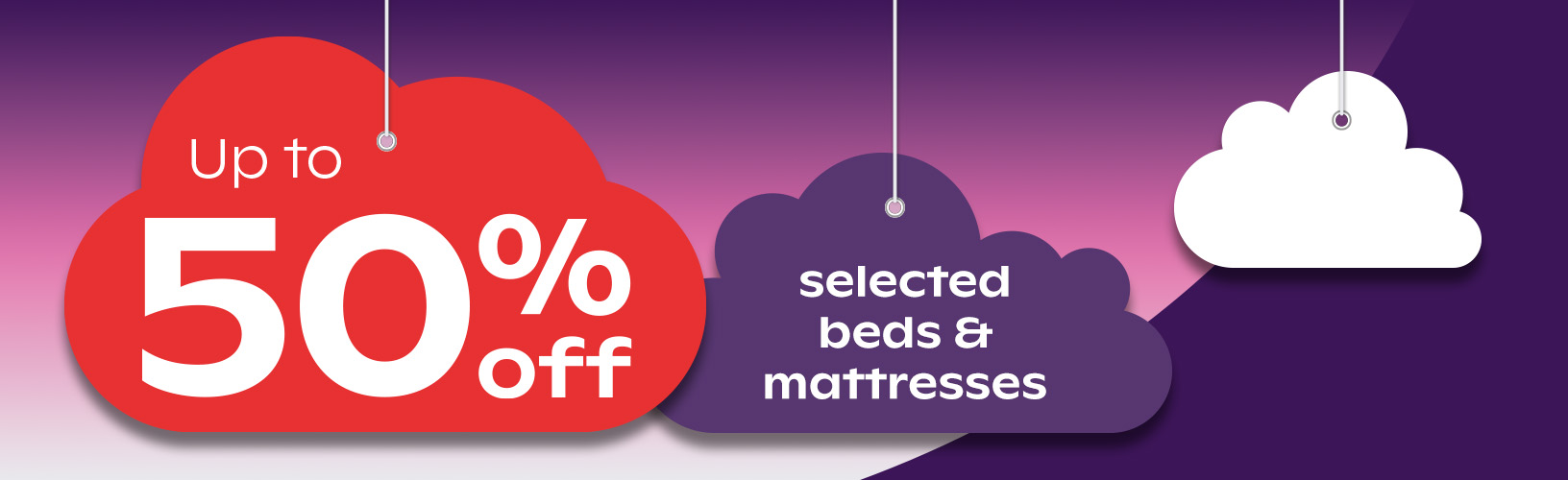 up to 50% off selected beds and mattresses