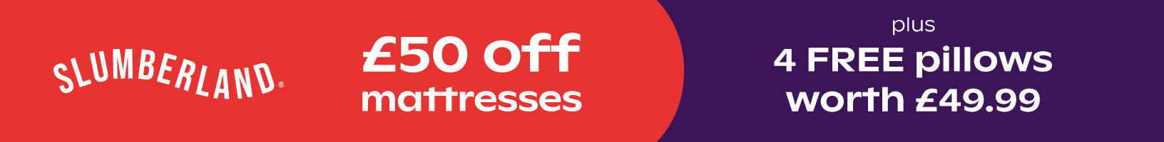 £50 off Slumberland mattresses plus free pillows