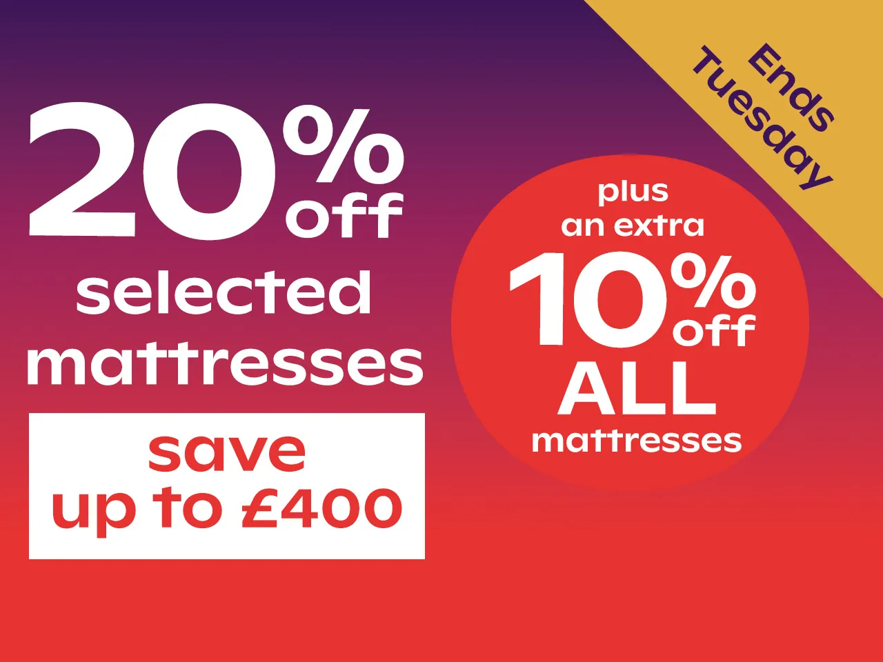 20% off selected mattresses