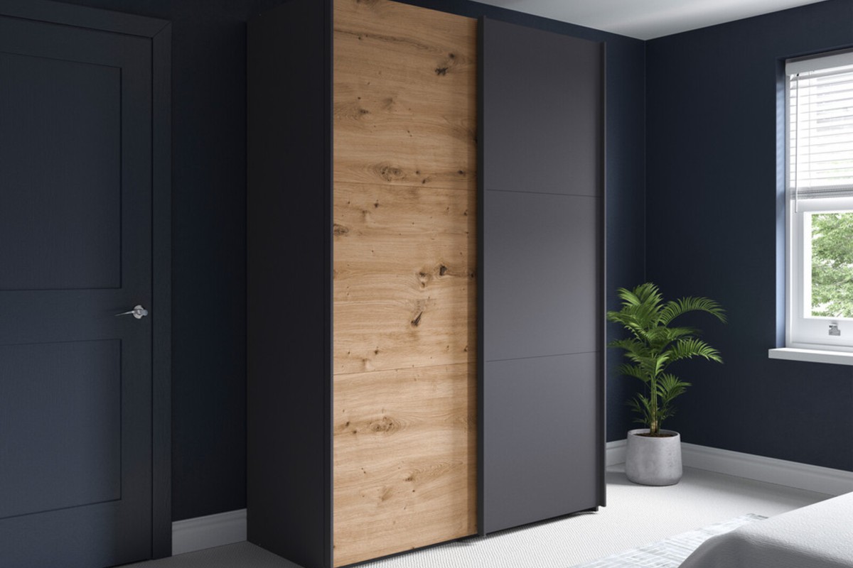 Dorsten industrial wood and graphite wardrobe included in the Boxing Day wardrobe sale