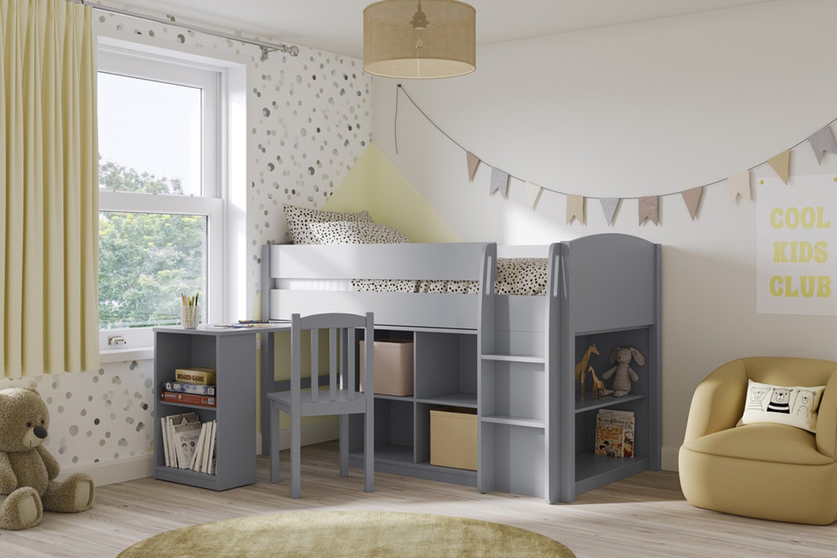 SleepyTime grey wooden mid-sleeper cabin bed for kids featured in our Black Friday sale