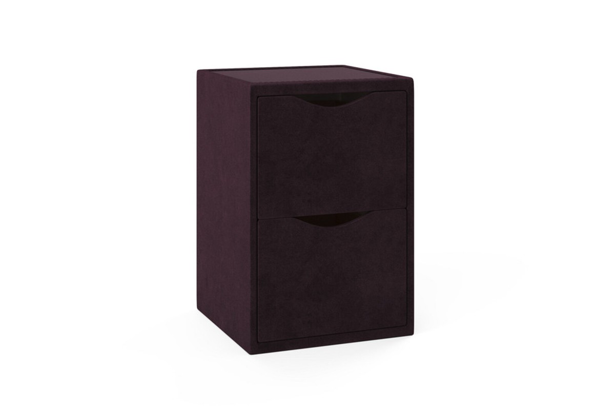 Deep purple bedside chest of drawers featuring in our Black Friday event