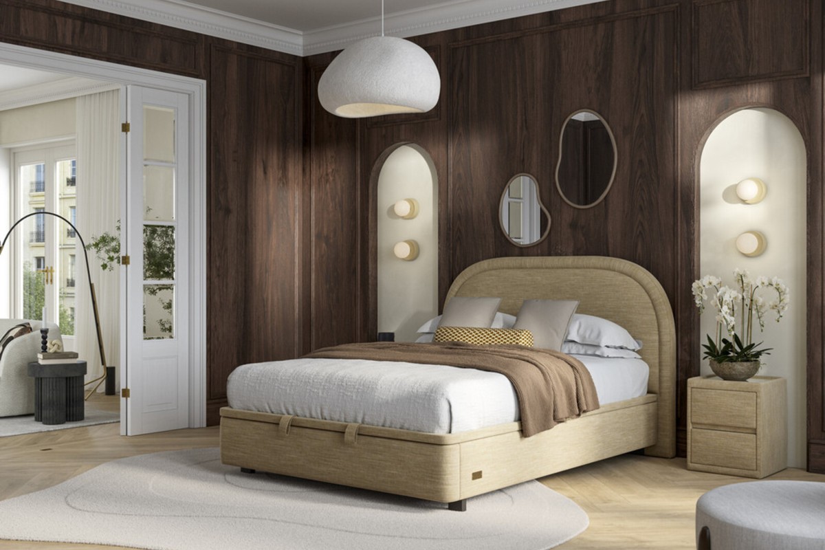 ELLE Home Emmeline Yellow Ottoman Bed Frame
